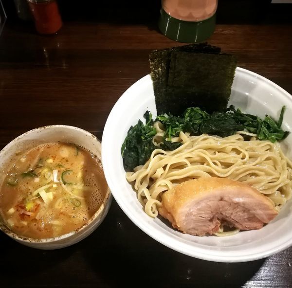 「つけ麺(醤油)､レン草､海苔､野菜抜き」@ちばから 渋谷道玄坂店の写真