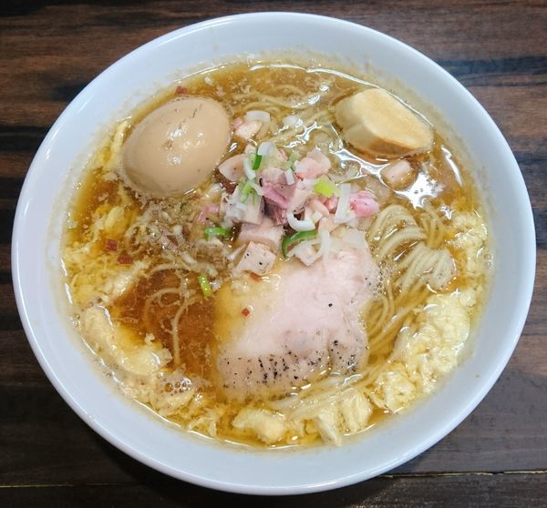 「【限定】鯵煮干し中華そば春＋固ゆで玉子」@中華そば 梟の写真