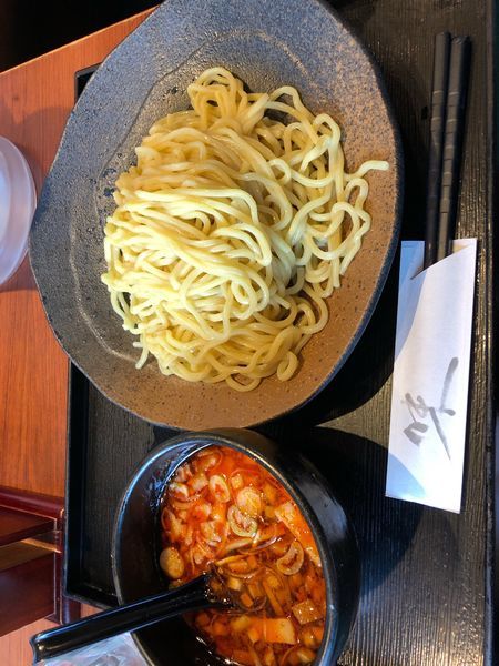 「辛つけ麺 大盛り」@つけ麺 さとう 豊洲店の写真