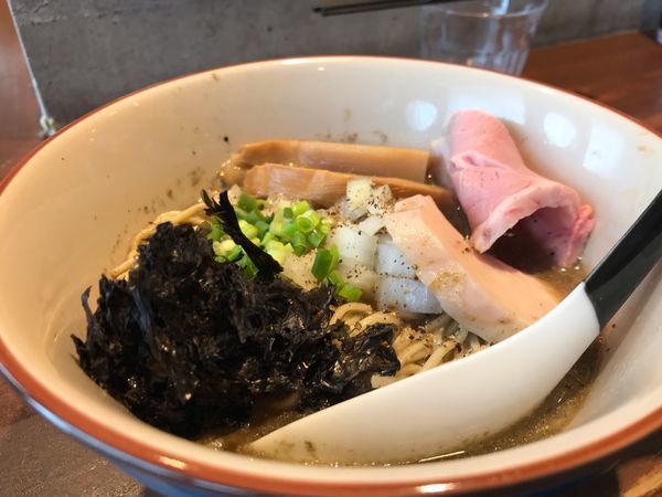 「黒板メニュー②ココロブラック（煮干しと蟹の和え玉）」@中華蕎麦 志の写真