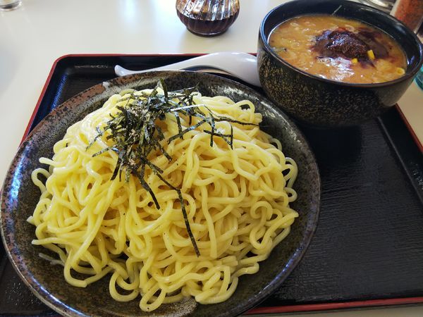 「つけめん（みそ） ※ラー油唐辛子カスタマイズ　（大盛：㋚券）」@くるまやラーメン 松本渚店の写真