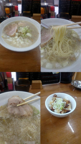 「味玉塩らーめん+ミニミニちゃーしゅー丼(￥800+200)」@麺道 靖の写真