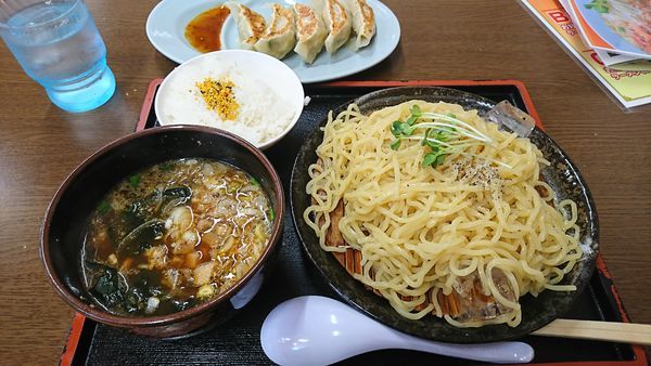「つけ麺(醤油)+Aランチ」@くるまやラーメン 飯田名古熊店の写真