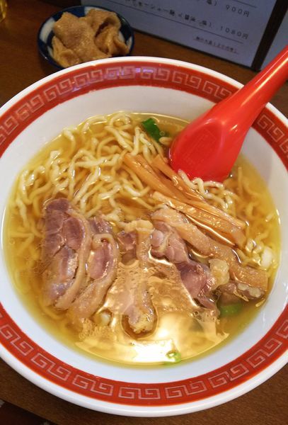 「鶏チャーシュー麺（醤油）＋鶏皮」@中華そば 嘉一の写真