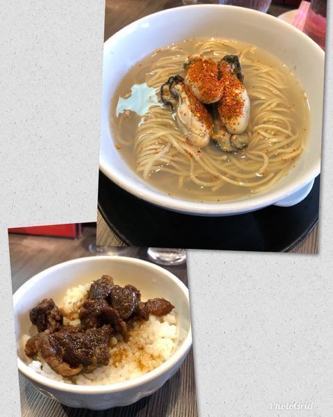「気まぐれ限定・牡蠣七味そば¥1000&和牛時雨煮丼¥400」@柳麺 呉田-goden-の写真