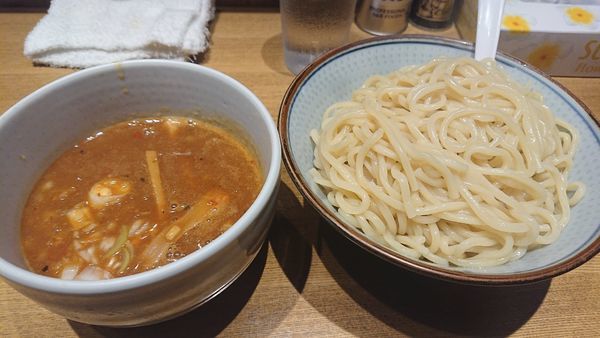 「濃厚辛つけ麺＋玉ねぎ＋にんにく」@鼈の写真