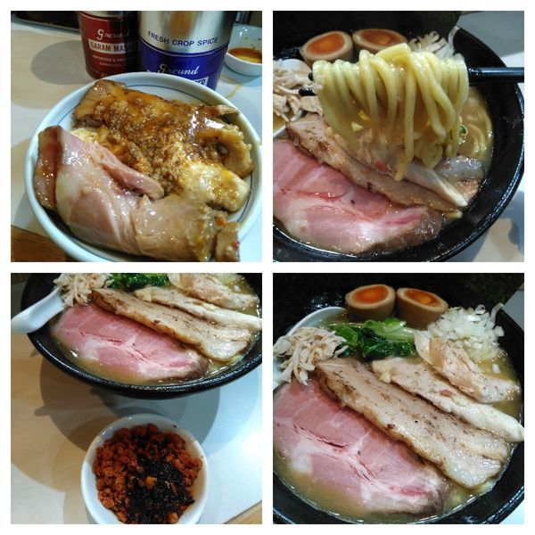 「3種のチャーシュー濃厚醤油ラーメン辛挽肉付き+ライス」@麺屋 扇 SENの写真