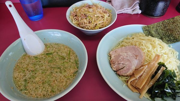 「つけ麺 中盛 ネギ丼並」@ラーメンショップ 市貝店の写真