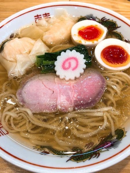 「ワンタン麺(白だし) ¥1040＋味付き玉子 ¥100」@キング製麺の写真