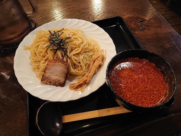 「辛味噌つけ麺（大）＋煮玉子」@もちもちの木 新宿店の写真