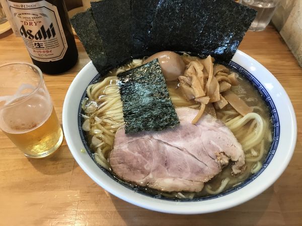 「新塩ラーメン900円  味玉海苔各50円 ビール550円」@自家製中華そば としおかの写真