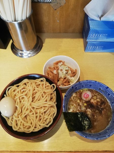 「つけめん　800円　メンマ150円　クーポン味玉」@くり山の写真