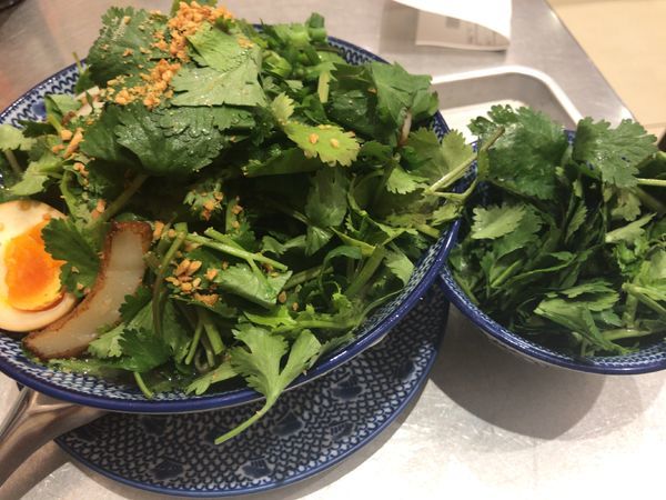 「クイッティオ ナームパクチー980円+パクチー250円」@カオマンガイキッチン エキュート大宮店の写真