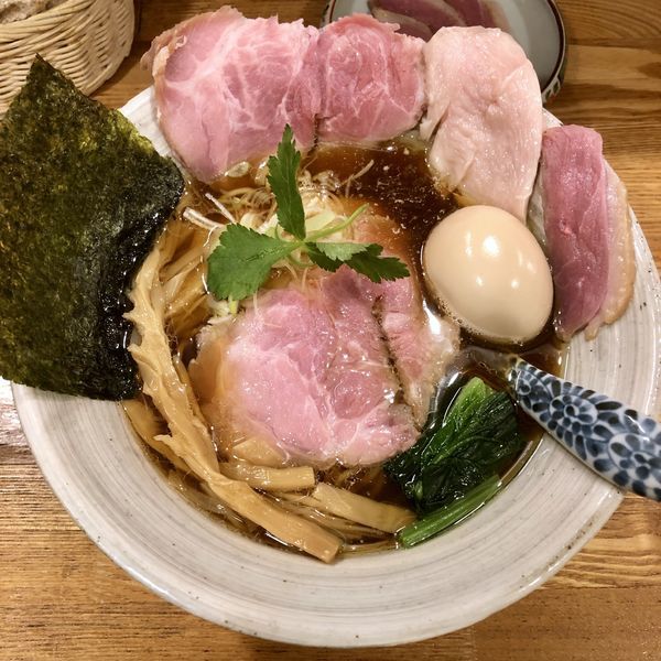 「味玉肉増し醤油そば￥1080＋鴨むね肉￥300」@中華そば きなりの写真