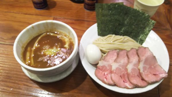 「豚つけそば　大盛　味玉・チャーシュー・のりトッピング」@どろそば屋 ひろしの写真