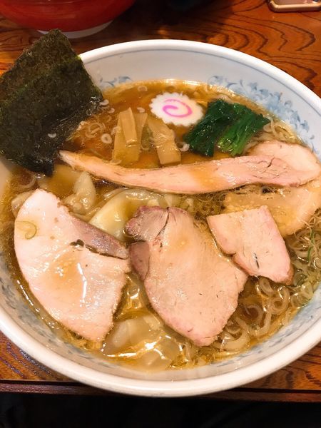 「焼豚ワンタン麺(大)」@白河手打中華 賀乃屋の写真