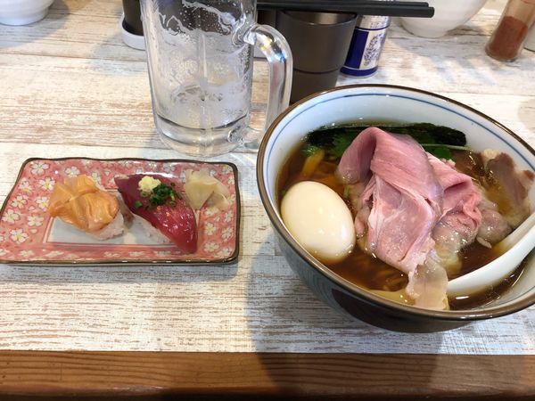 「特製四つ葉そば＋本日のにぎり」@中華そば 四つ葉の写真