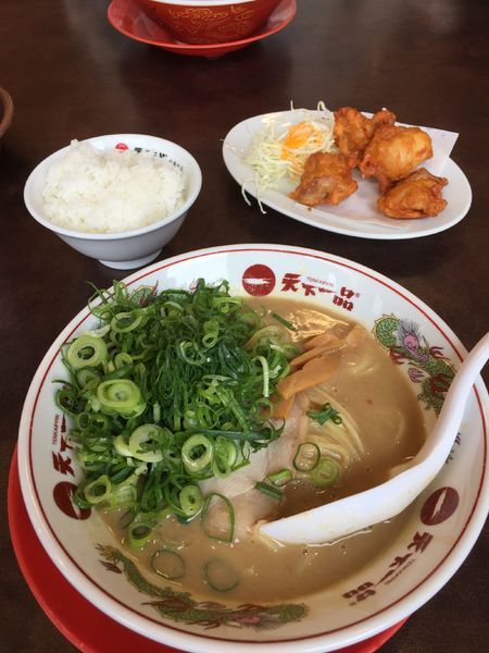 「唐揚げ定食 コッテリ ネギトッピング」@天下一品 富山掛尾店の写真