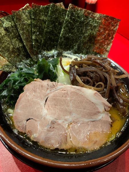 「地獄ラーメン850円、のり100円、キクラゲ100円」@横浜家系らーめん 山崎家の写真