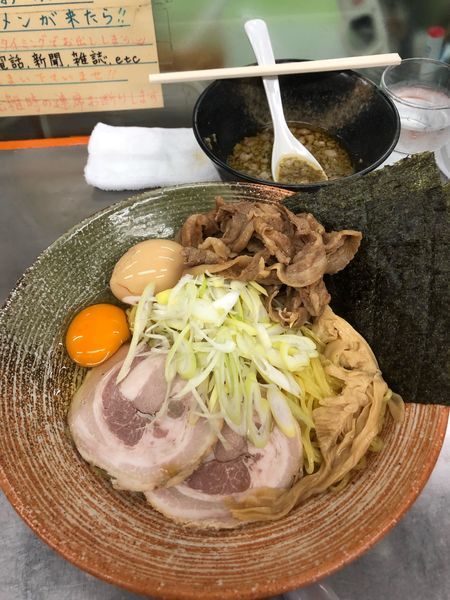 「渡り蟹とカキ出汁の悪いつけの冷や盛り＋悪い肉」@覆麺 智の写真