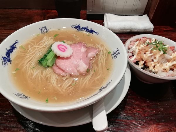 「山椒そば+肉ワンタン４ヶ+マヨチャーご飯」@中華蕎麦にし乃の写真