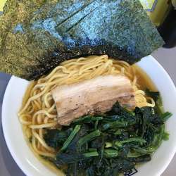 広豚太麺大盛、のり、ほうれん草、ライス