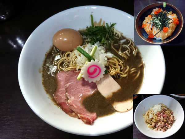 「濃密な煮干しそば+鮮魚の漬け丼+和え玉」@中華そば いづるの写真