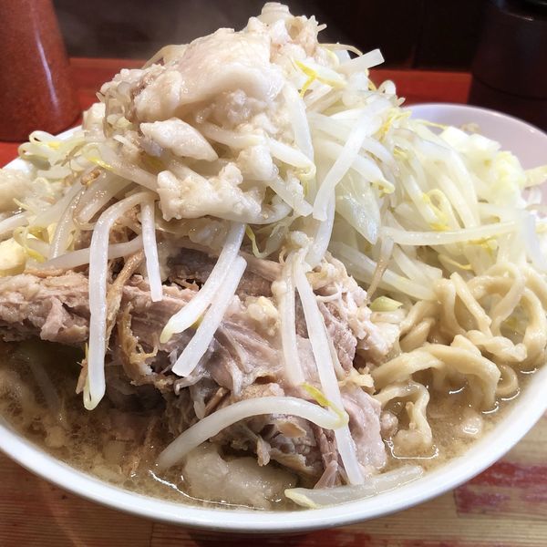 「小ラーメン（ニンニク少なめ、ヤサイ、アブラ）＋生たまご」@ラーメン二郎 会津若松駅前店の写真