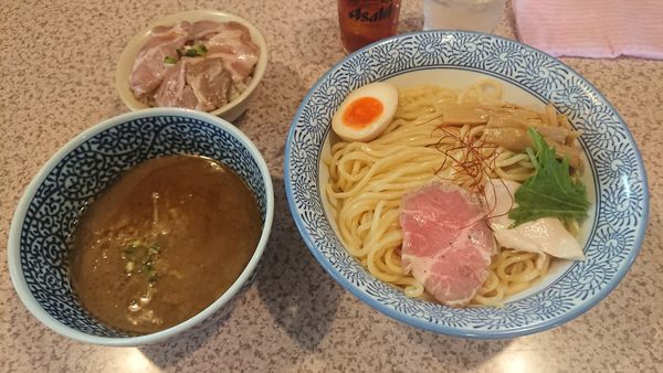 「【限定】秋刀魚のつけ蕎麦 850円+チャーシュー丼 200円」@麺処 かつ善の写真