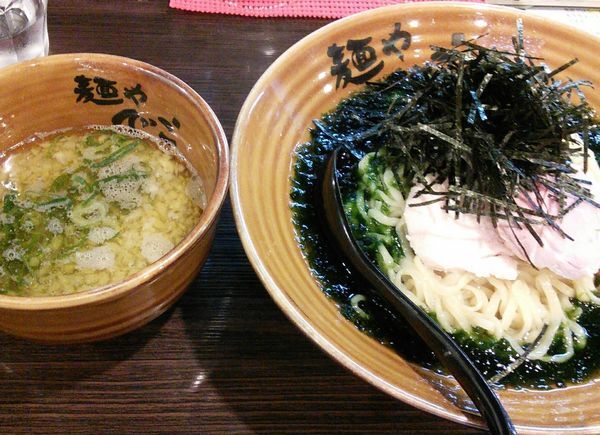 「【限定】生海苔と南高梅のまぜつけそば　１０００円」@麺や でこの写真