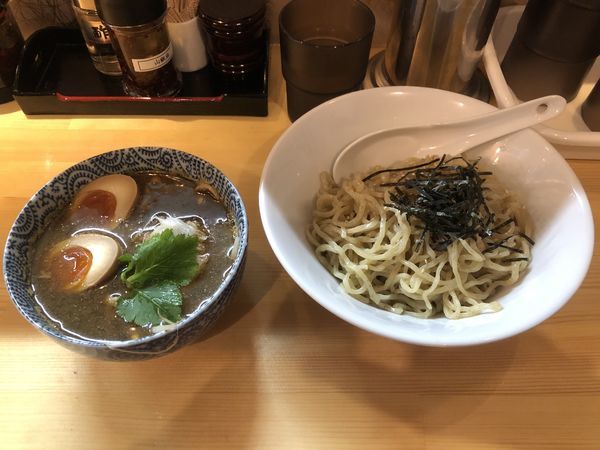 「醤油つけそば 中盛り+味玉」@中華つけそば 健優の写真