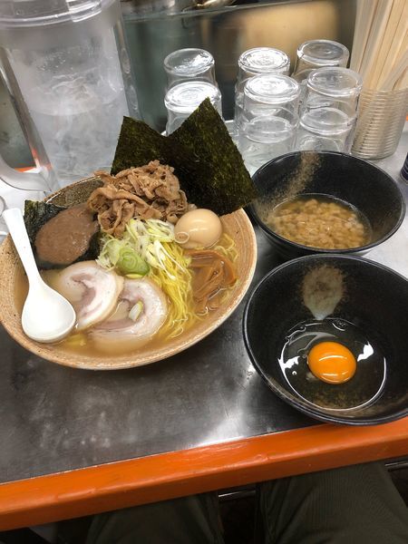 「真ふぐ出汁の悪い奴つけ大盛り熱盛り＋悪い肉」@覆麺 智の写真
