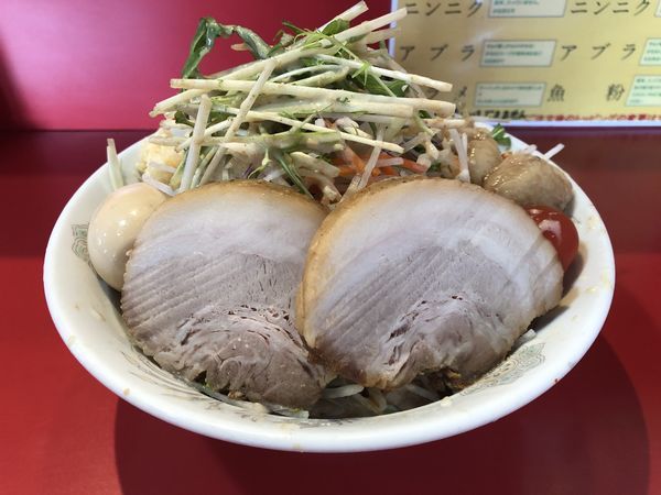 「【限定】メガ冷やし中華+味玉」@蒙麺 火の豚の写真