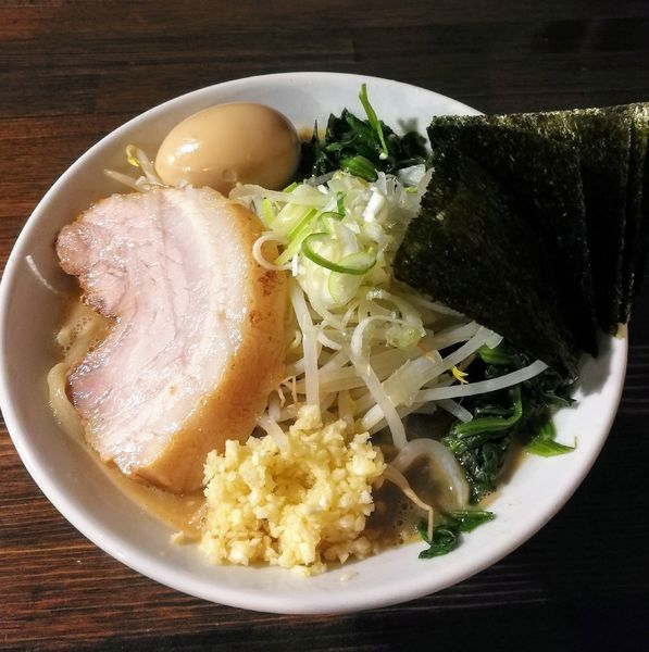 「ミニらーめん､味玉､のり､レン草」@ちばから 渋谷道玄坂店の写真
