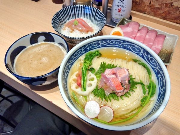 「金目鯛のつけそば（大）＋特製トッピング」@寿製麺 よしかわ 西台駅前店の写真