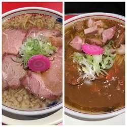 ラーメン（醤油こってり）＋カレーラーメンシェア