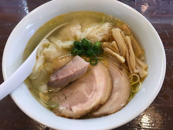 「えびワンタン麺 塩  800円」@らーめん 三福の写真