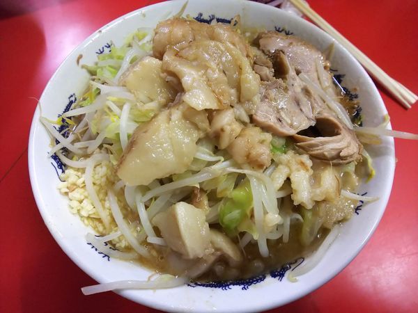 「小ラーメン　麺半分　ニンニクアブラ　750円」@ラーメン二郎 松戸駅前店の写真