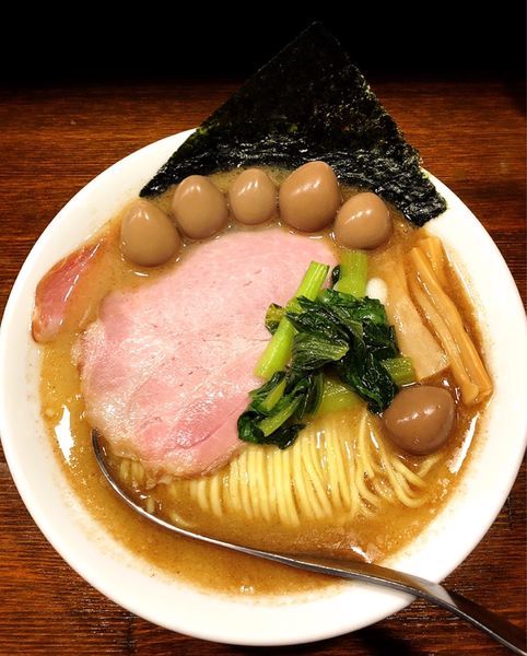 「ほたて魚介らぁ麺(うずらの味玉)」@Soupmenの写真