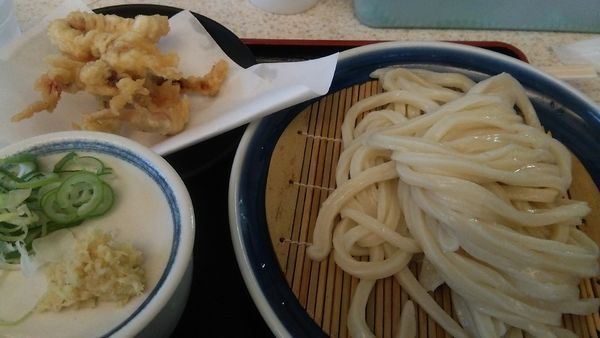 「ざる 490円＋げそ天 100円」@直白の写真