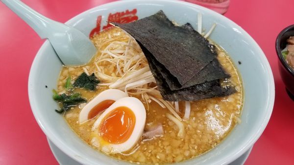 「特製味噌ネギラーメン　味玉トッピング背脂変更」@山岡家 松本店の写真