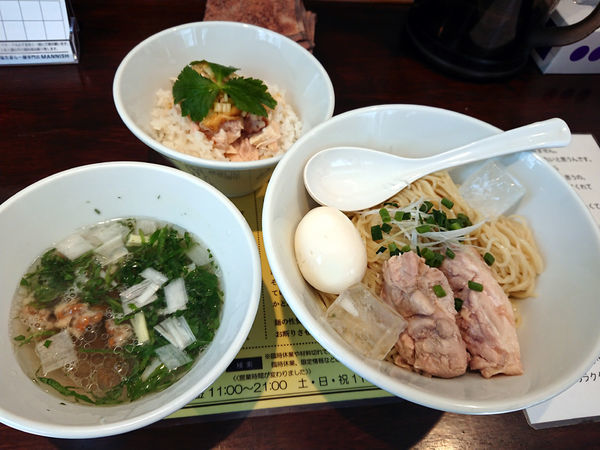 「限定 紫蘇納豆つけ麺+マニマンガイ」@塩生姜らー麺専門店MANNISHの写真