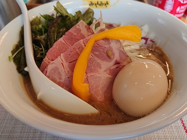 「味玉味噌ヌードル(替え玉×1)」@味噌ぶり noodle みやみやの写真