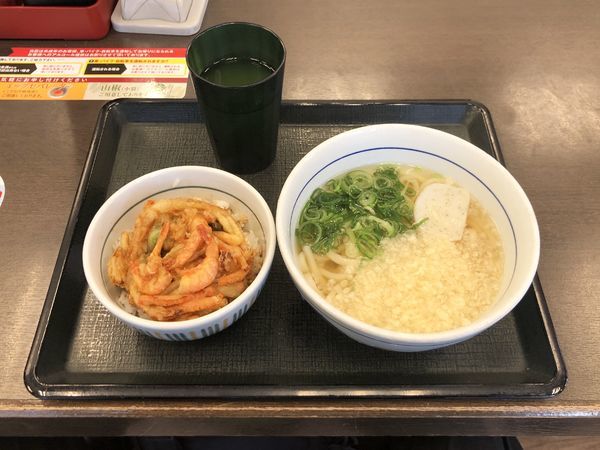 「はいからうどんミニかき揚げ丼セット」@なか卯 祖師ヶ谷大蔵店の写真
