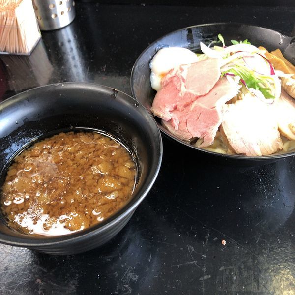 「つけあぶらソバ大盛ニンニクショウガW味(900円＋100円)」@天元突破の写真