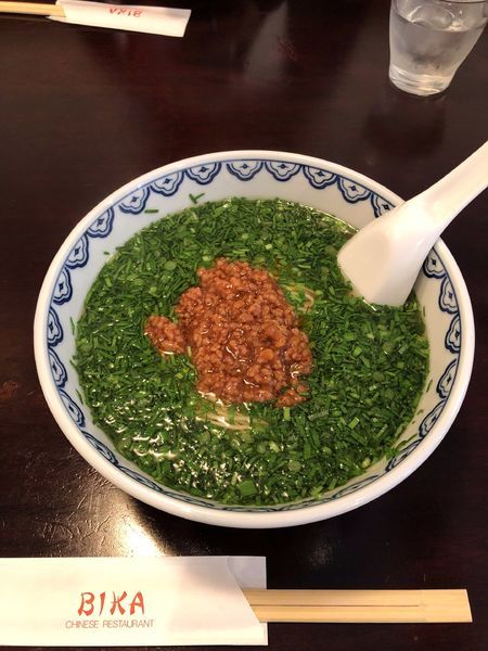 「韮菜湯麺 1188円+焼売」@BIKA (美華)の写真