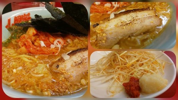 「旨辛スタミナらーめん(880)+ネギ(160)+海苔」@山岡家 狭山店の写真