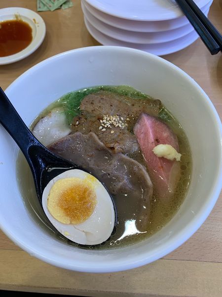 「鶏白湯ラーメン+牛kingの肉三昧」@かっぱ寿司 秩父店の写真