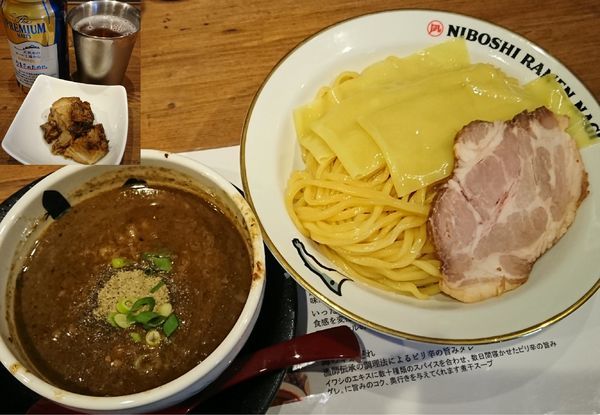 「濃厚煮干つけめん＋贅沢な角煮＋缶ビール＝￥1450」@NIBOSHI TSUKEMEN 凪 大宮南銀通り店の写真