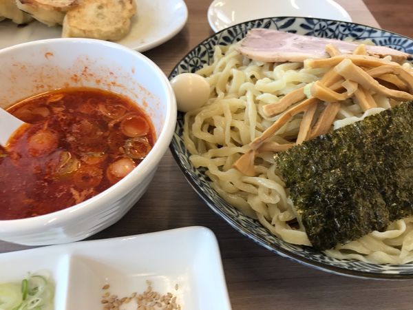「辛ざるつけ麺（餃子）」@龍のひげ 一義の写真